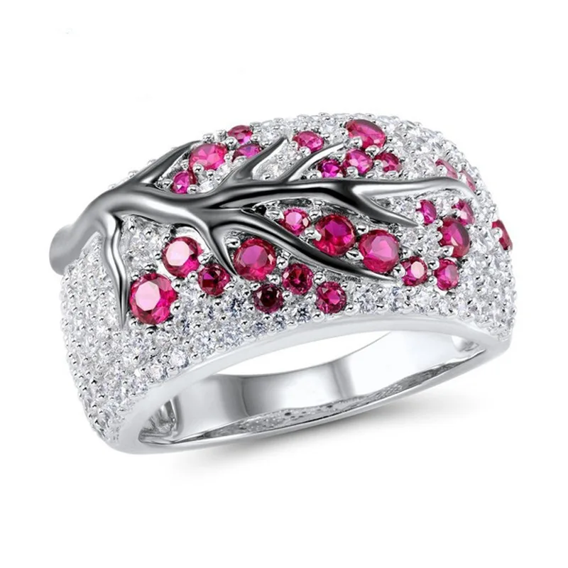 

Fashion Black Tree Branch Rings For Women Full Zircon Rhinestone Ring Silver Wedding Rings Party Statement Jewelry Drop shipping