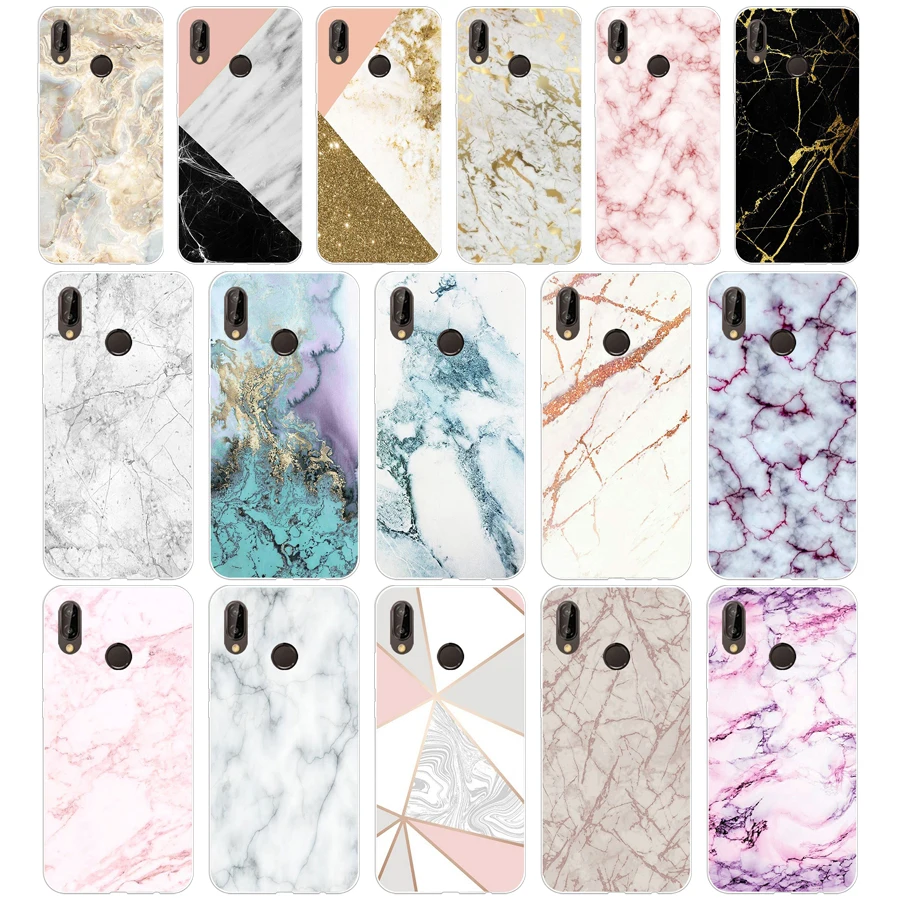 

264H gold marble Soft Silicone Tpu Cover Case for huawei Nova 3 3i p smart