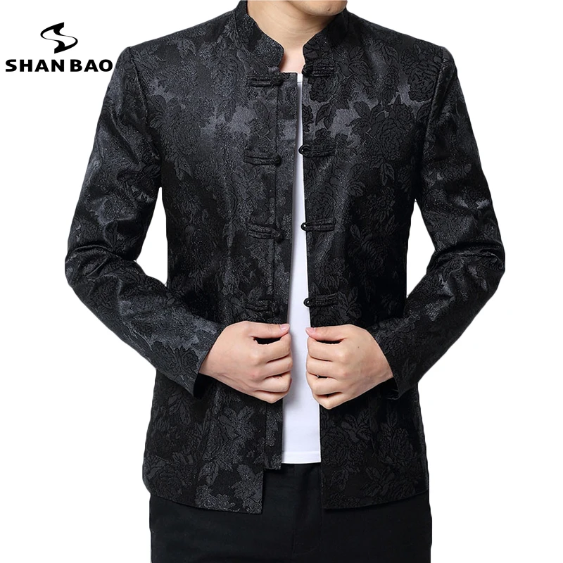 Men Chinese Style Jacket Vintage Denim Jeans Tang Suit Coat Stand Collar Shirt