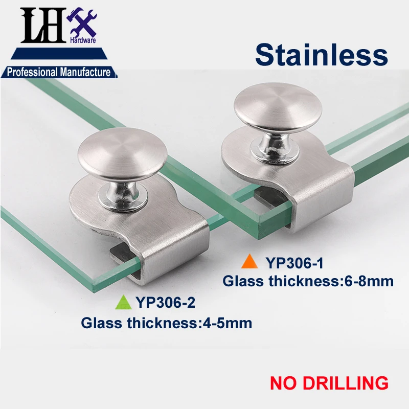 LHX YP306 Glass Door Cabinet Knob Stainless 2 pcs for Home Bathroom Accessories Kitchen Cupboard Showcase Bookcase Window h