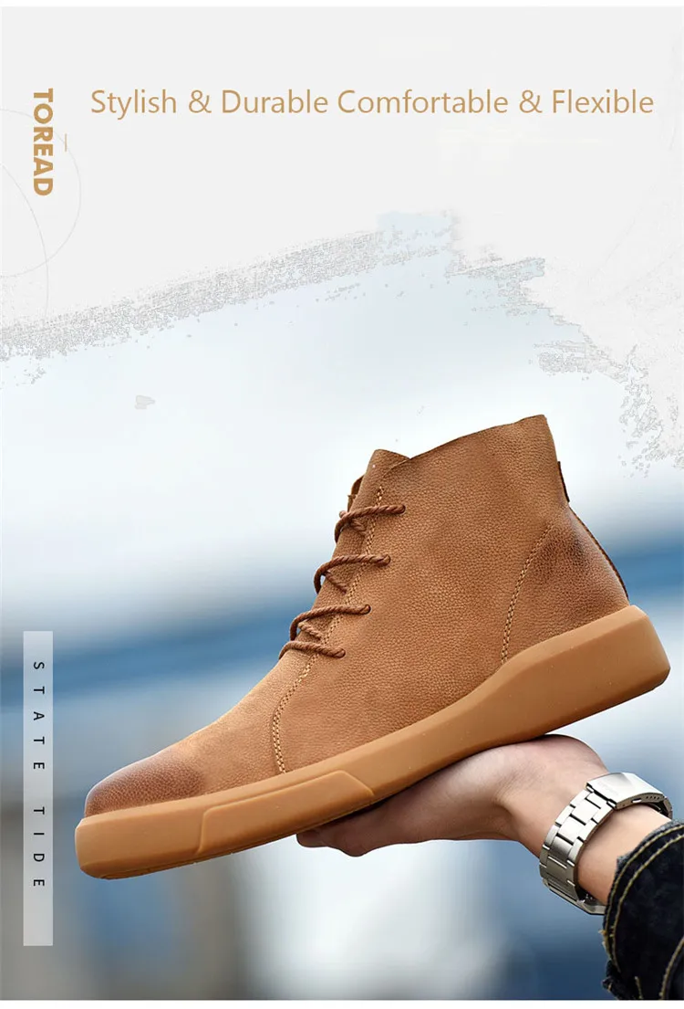 Merkmak/зимние теплые ботинки для мужчин на шнуровке; сезон осень; зимние ботинки из натуральной кожи; повседневная обувь; удобная мужская обувь на плоской подошве