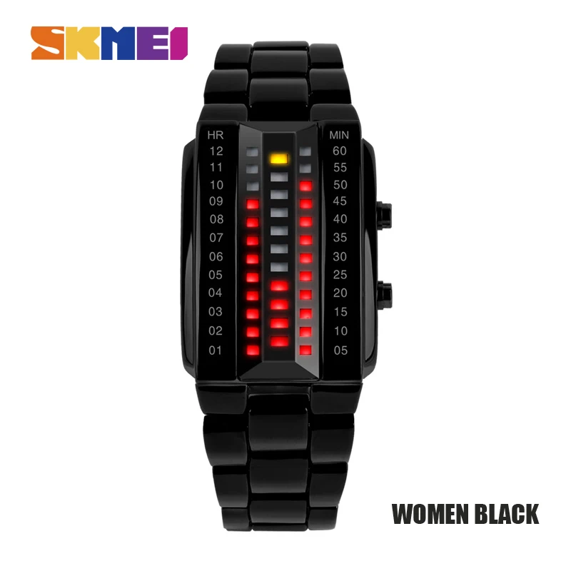 SKMEI, мужские, женские, для влюбленных, спортивные, цифровые часы, модные, парные, часы, лучший бренд, Роскошные, сплав, ремешок, для мужчин и женщин, reloj hombre 1013 - Цвет: Women Black
