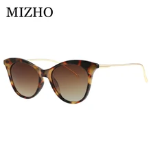 MIZHO брендовые поляризационные солнцезащитные очки с металлическим покрытием для женщин, кошачий глаз, белый цвет, UV400, маленькие женские солнцезащитные очки, прозрачные визуальные