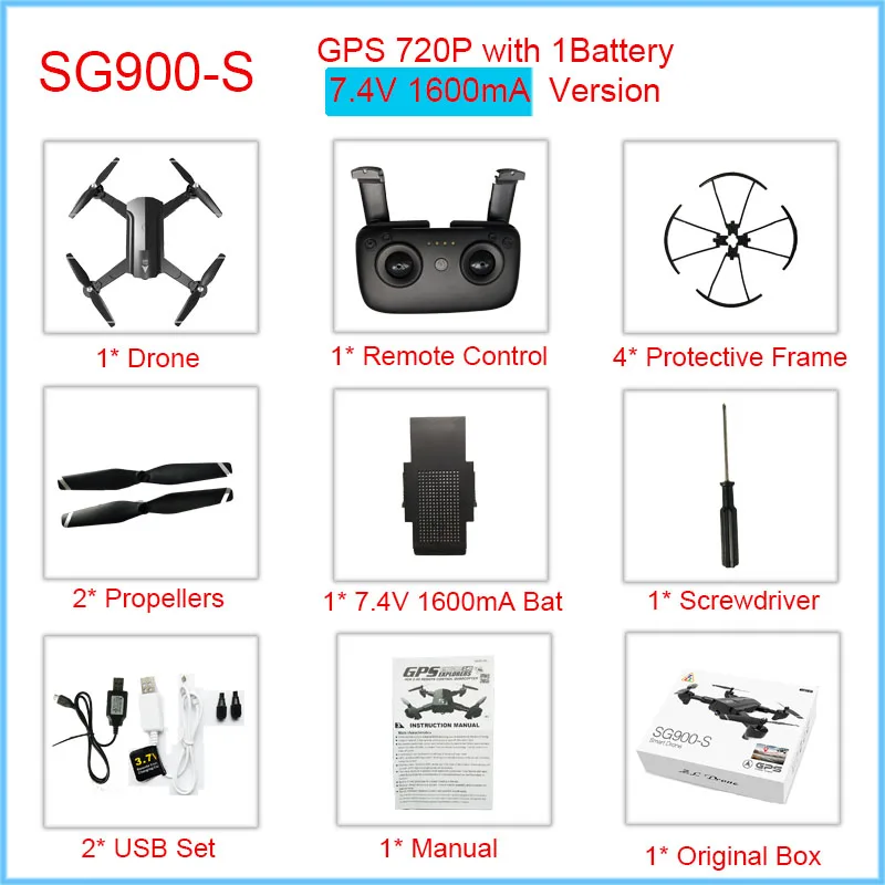Профессиональный gps Дрон с wifi FPV 1080P 720P HD камера SG900S 20minis Flying Follow Me Hold складной Радиоуправляемый Дрон вертолет - Цвет: Black720p1BBox
