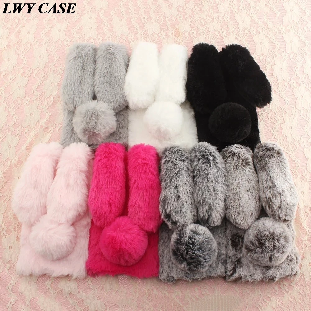 For Huawei Mate 10 Lite Luxury 3D Cute Bunny Rabbit Warm Fur Case Soft TPU Phone Cover For Huawei Nova 2i / Nova 3i