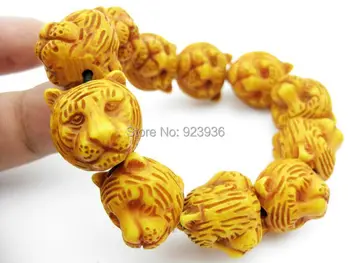 

free shipping 6 pcs new items cool yellow tiger-king head Bead tibet bracelets