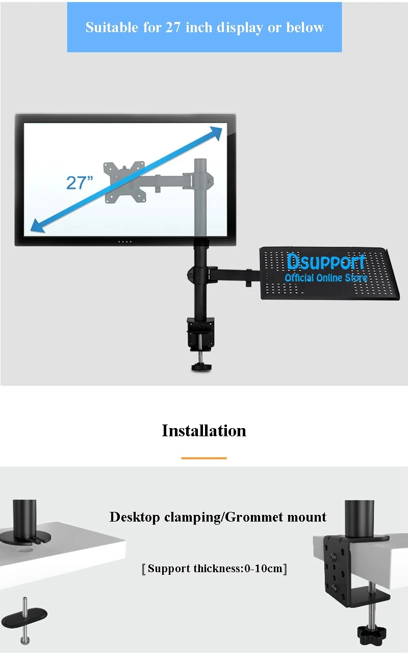 Полное движение 1"-27" монитор держатель кронштейн для ноутбука лоток крепление 2 в 1 свободный подъем поворотный дисплей стенд загрузка 9,9 кг