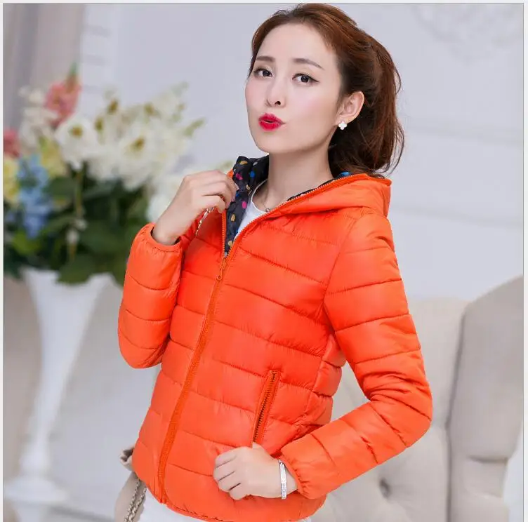

2017 autumn and winter new fashion double-sided thin clothes Slim on both sides wearing a hooded short coat cotton jacket