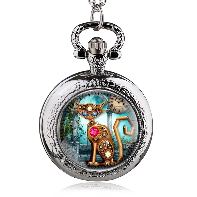 Fashion Vintage Bronze Steampunk Mechanical Cat Locket Necklace Quartz Pocket Wa Fashion Vintage Bronze Steampunk Mechanical Cat Locket Necklace Quartz Pocket Wa