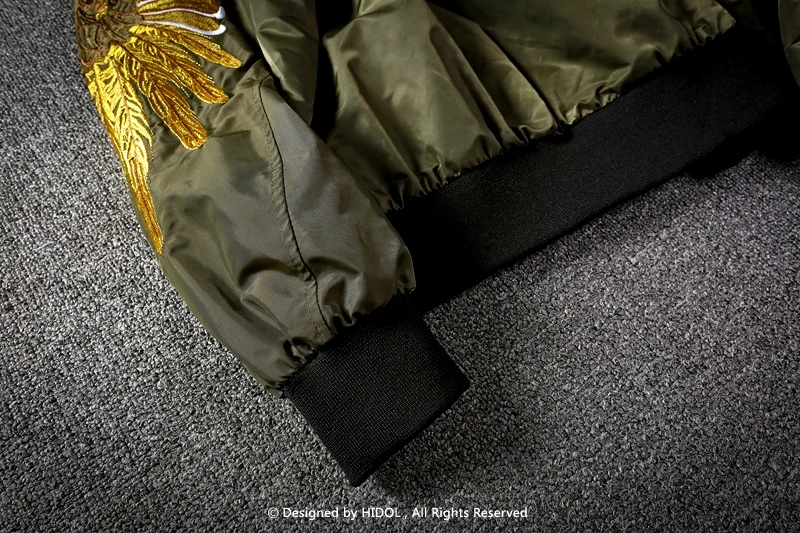 Сувенирная Куртка Йокосука, винтажная бейсбольная куртка с вышитыми золочеными крыльями, Мужская военная куртка-бомбер на молнии, верхняя черная