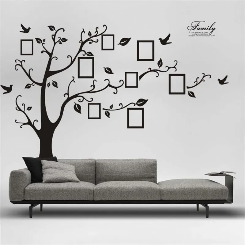 

180cm*250cm 3D DIY Removable Photo Tree Pvc Wall Decals/Adhesive Wall Stickers Mural Art Home Decor Adesivos de parede july31