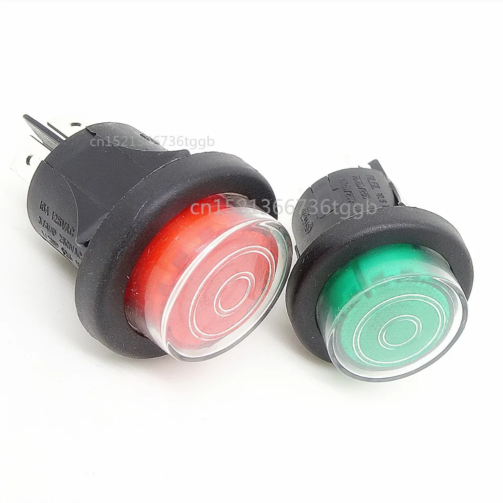 

25MM Large current push switch 16A 250V round button self-locking reset with lamp 220V 15A power supply switch ON-OFF Rocker