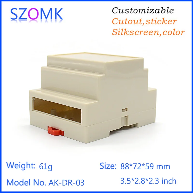 Горячая продажа abs пластик din rail project box (10 шт.) 88*72*59 мм настенное крепление