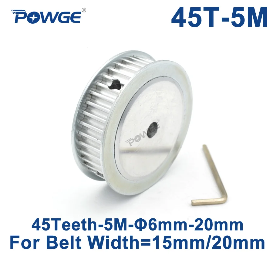 Powge Polia de Distribuição Síncrona 45 Dentes Htd 5m Diâmetro 10 12 14 15 16 17 19 20 22 25 mm para Largura 15 20 mm Htd5m Engrenagem 45 Dentes 45 t