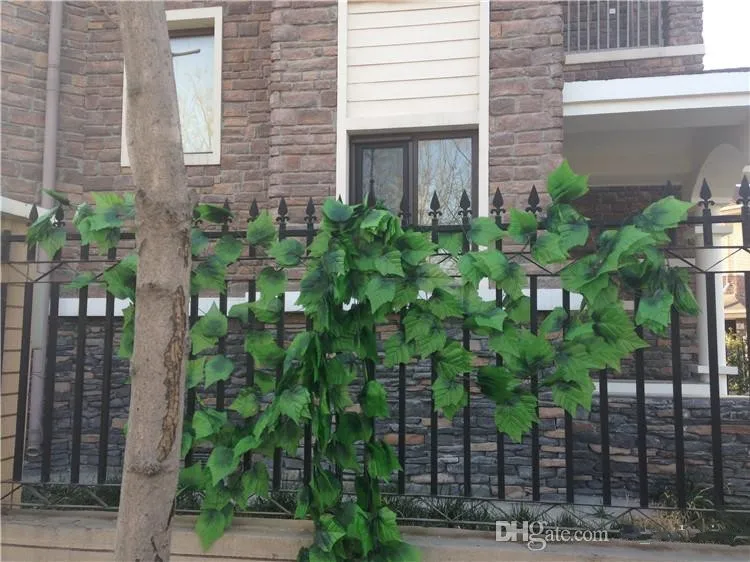 240cm Fence Artificial Silk Simulation Grape Leaf climbing vine Green