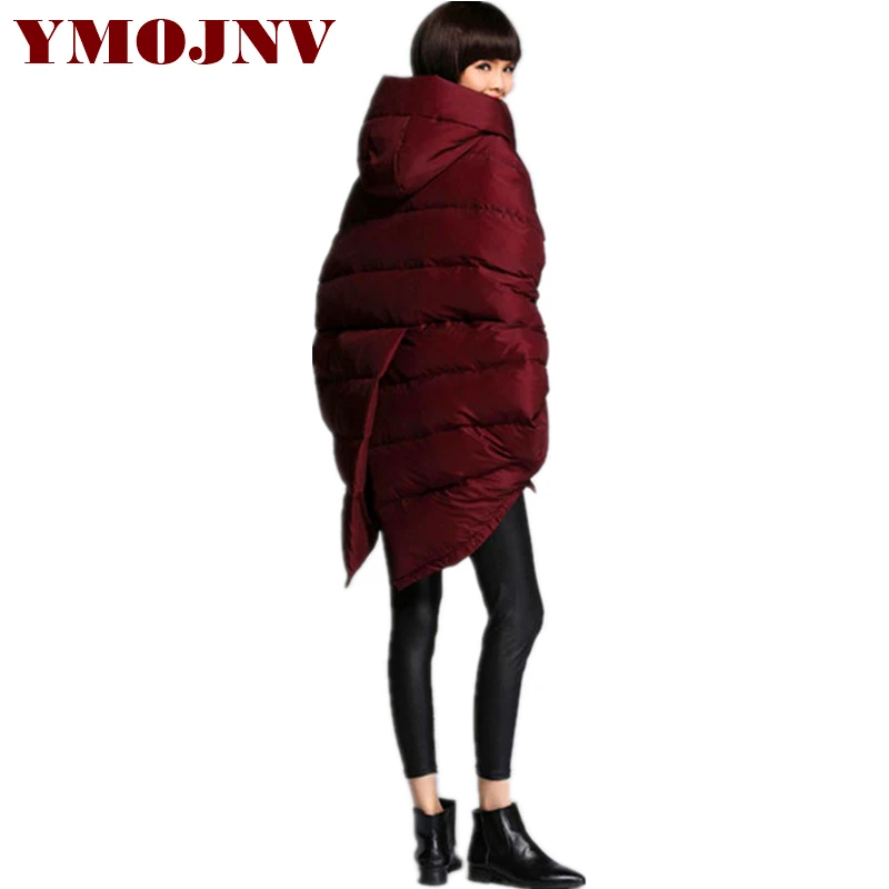 YMOJNV женская зимняя куртка новинка 2019 Вязаный плащ с рукавом свободная парка