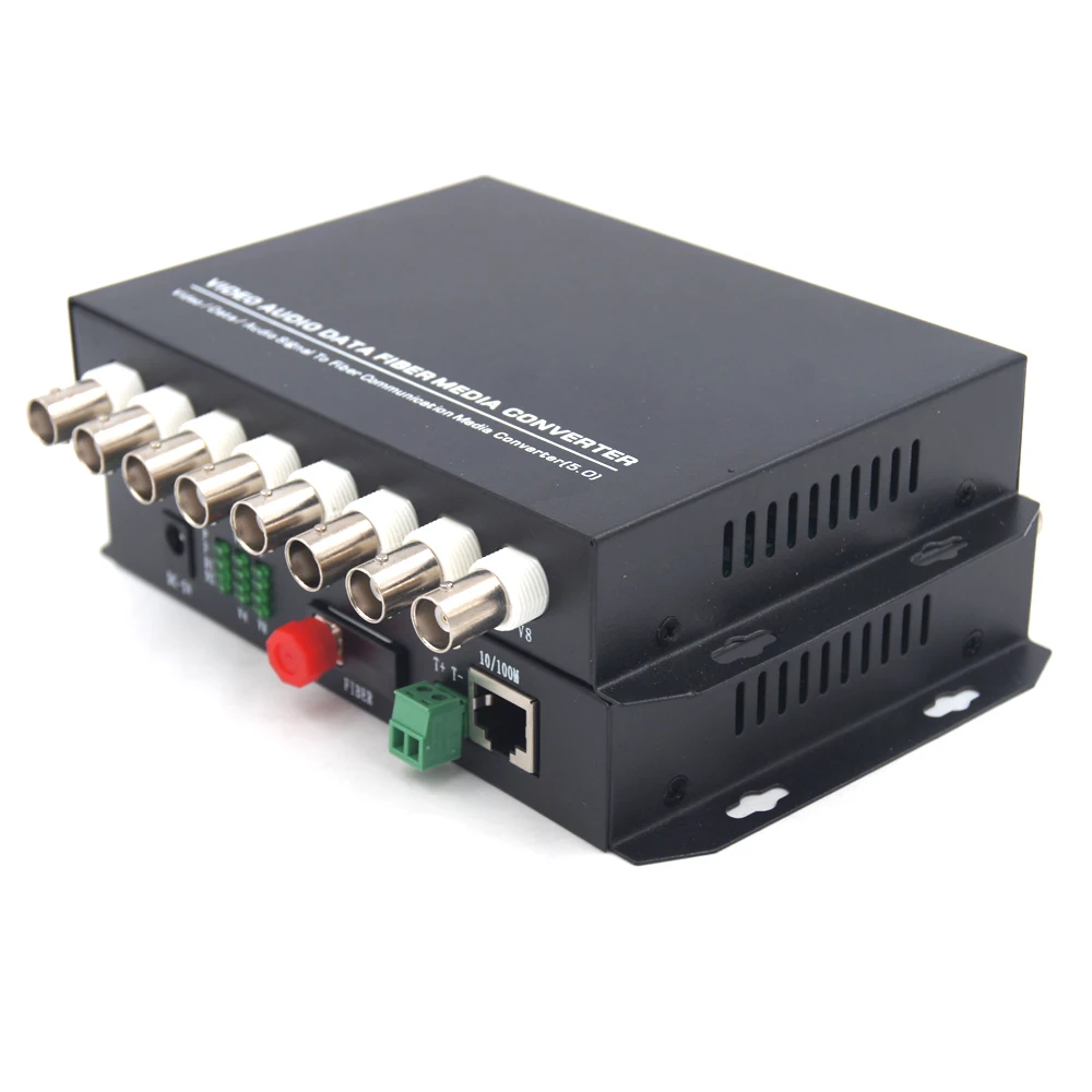 Премиум 8 видео Ethernet по волокну Оптические медиаконвертеры-передатчик и приемник, одиночное волокно 20 км для аналоговой и ip-камеры