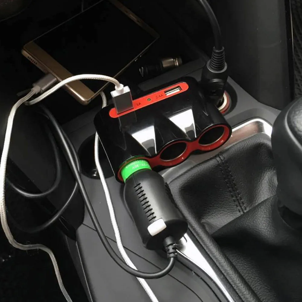 120W 3-автомобильный прикуриватель адаптер 3.4A двойной зарядное устройство USB с питанием от прикуривателя с сплиттер ПК противопожарная огнеупорная комната Панель Материал заряда Зарядное устройство