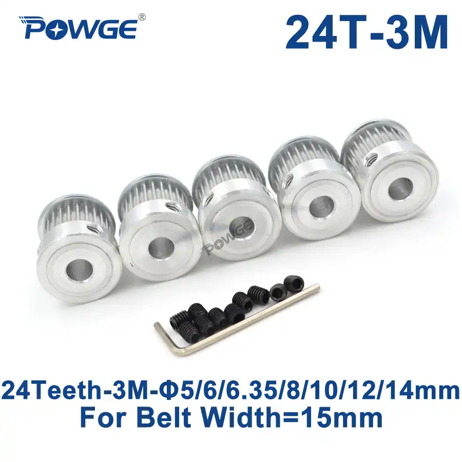 24 Teeth 3M Timing Pulley Bore 5//6//6.35//8mm for Width 15mm 3M Synchronous Belt
