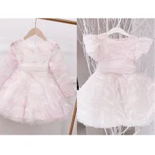 Весенне-летнее платье для малышей нарядное платье для девочек дизайнерская юбка-пачка с вышивкой и перьями Детские платья эксклюзивная детская одежда