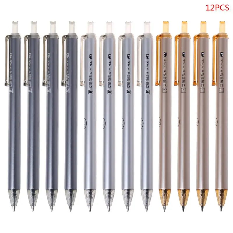

12Pcs Press Gel Pen Black Ink Maker Pens School Supplies Draw Colored Pens Student Gift 0.5mm