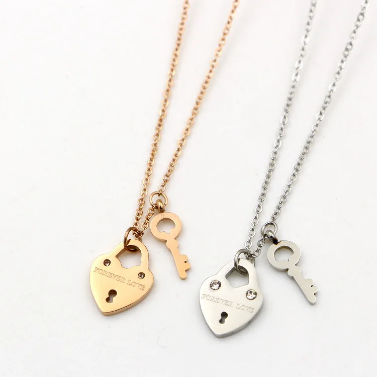 

Martick 316L Stainless Steel Gold-color Lock Shape With CZ Link Chain Necklace Fashion Jewelry Top Quality For Girl P143