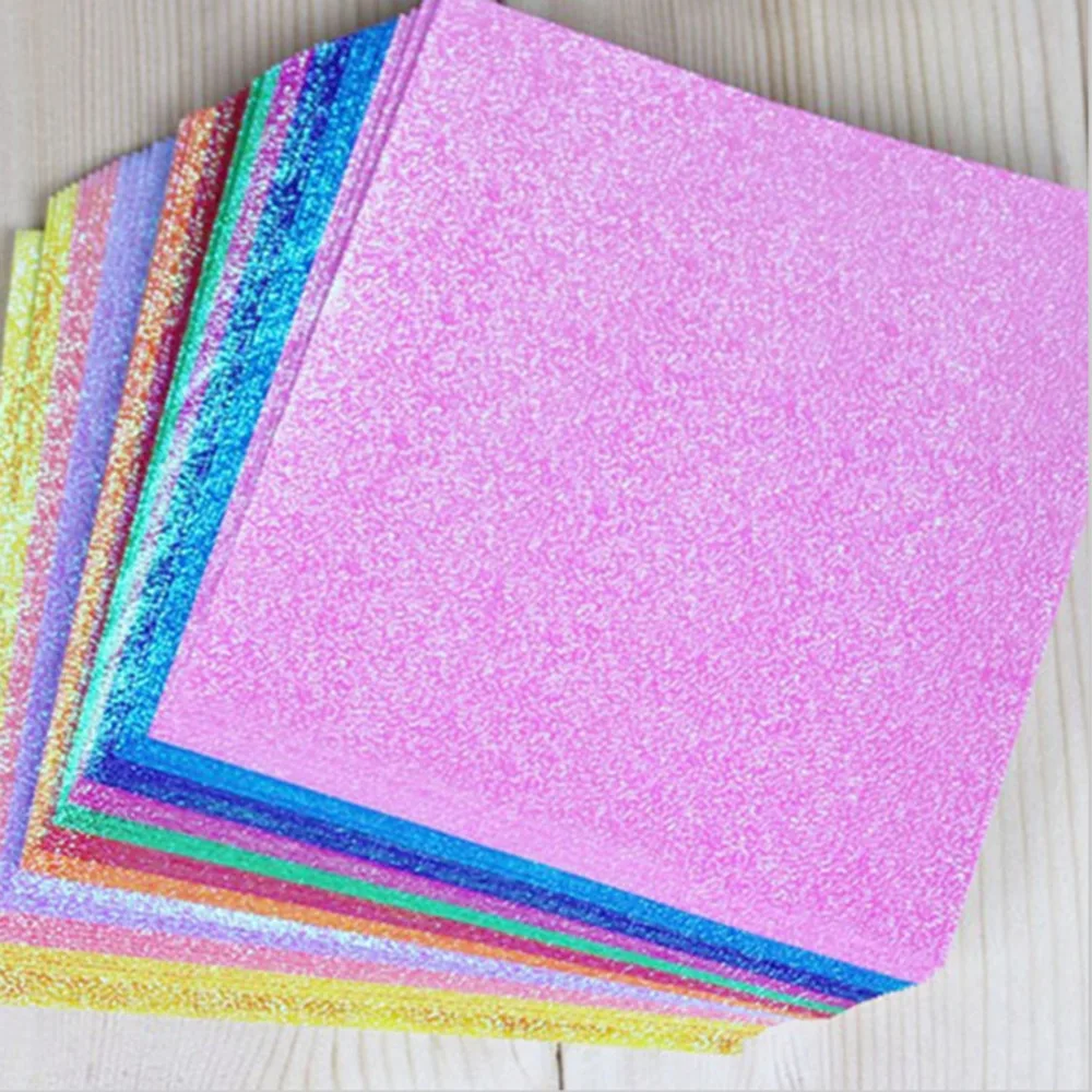50pcs/set Square Paper Single Side Shining Folding Solid Color Papers