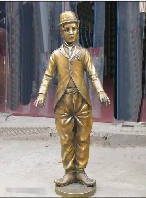 

free 31"ART Bronze Briton Comedy masters Chaplin comedian Sir Charlie Chaplin Statue fast