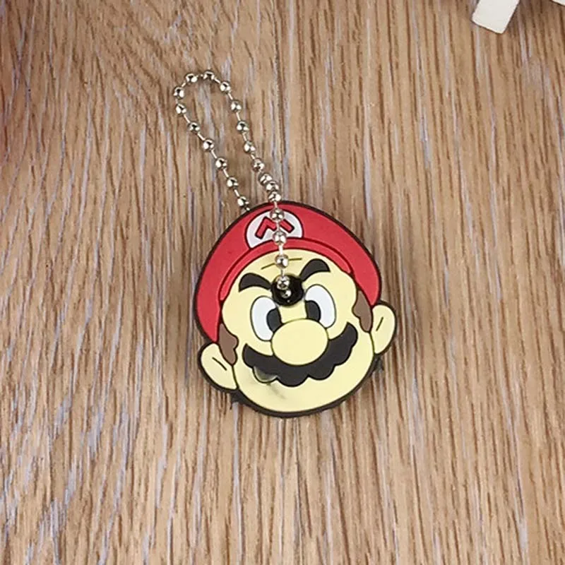 Red Mario 4 шт Kawaii 4 см ключ бумажник резиновый ключ держатель кошелька чехол для ключей пальто - Цвет: Red Mario