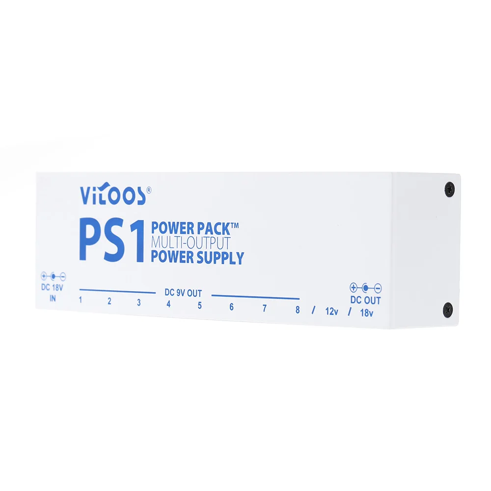 

VITOOS PS1 Guitar Pedal Power Supply Ten Isolated Output 8 Way 9V & 1 Way 12V & 1 Way 18V Stabilized Voltage AC100-240V