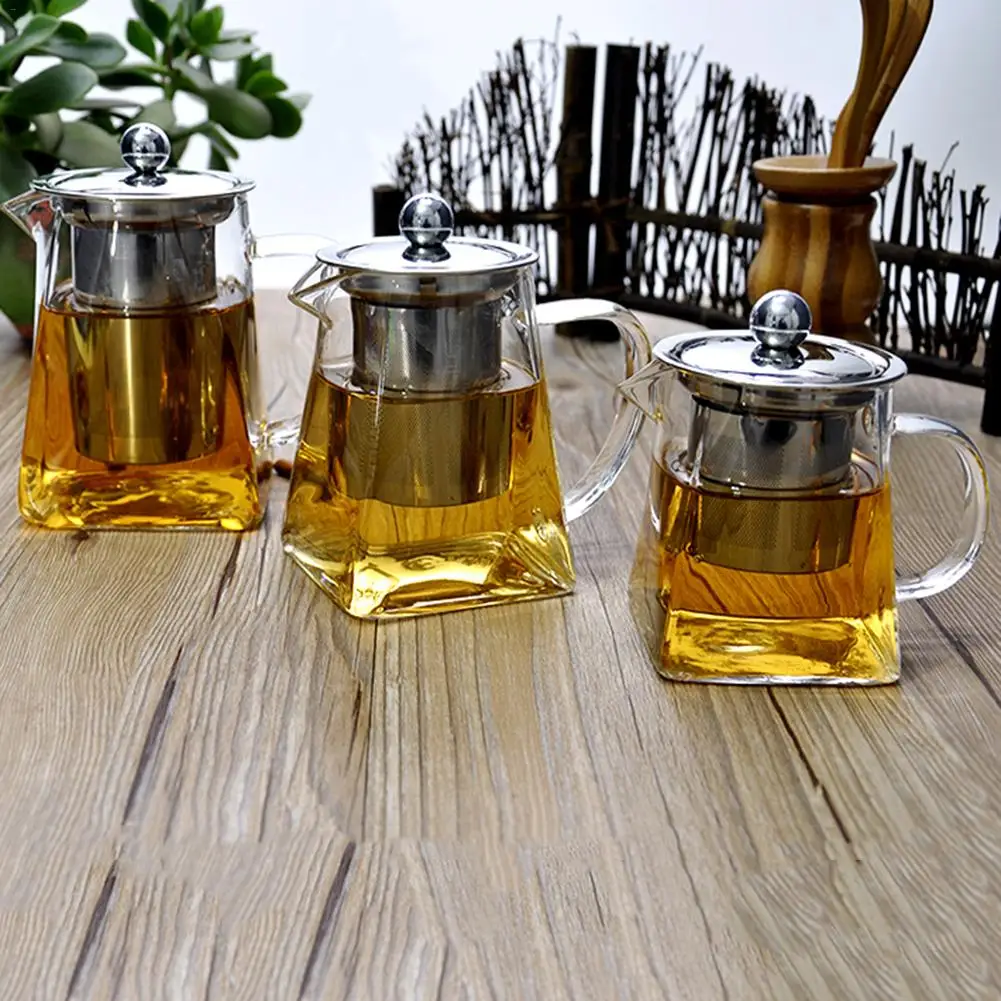 

750ML Borosilicate Glass Teapot With 304 Stainless Steel Infuser Strainer Heat Coffee Tea Pot Tool Kettle Coffee Glass Maker