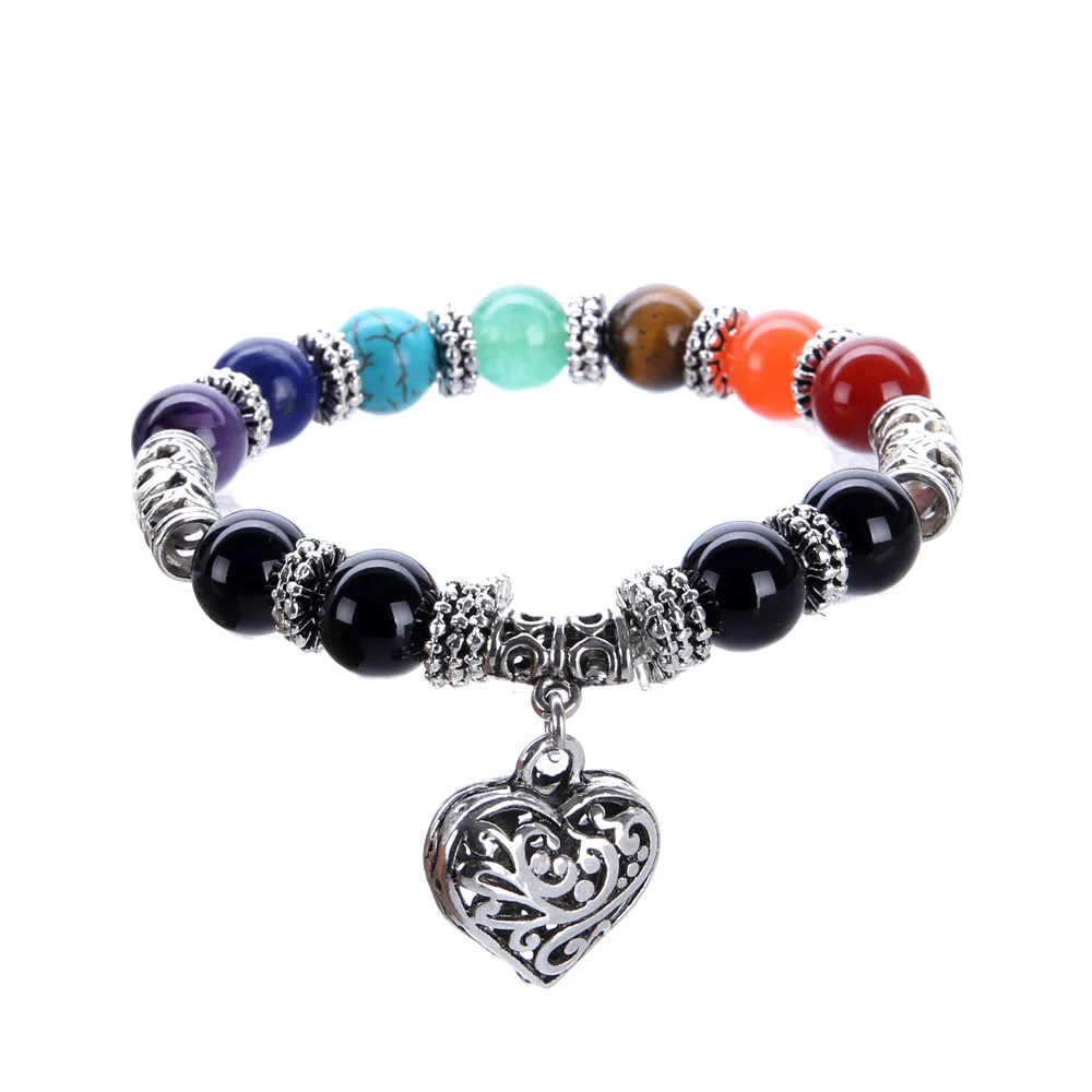 7 Chakra Bracelet Healing Wrist Mala Beads stone Yoga Bracelet Heart