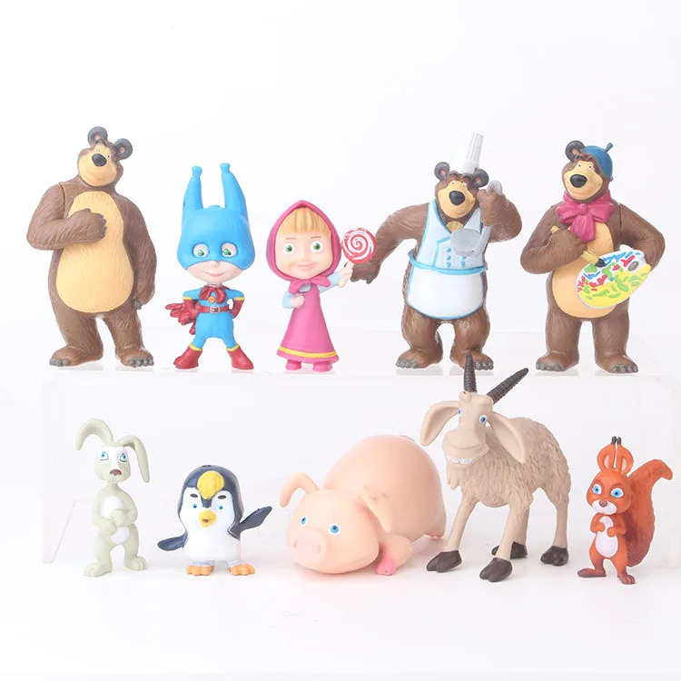 Achat 10 pièces ensemble russie Masha jouet créatif ours poupée cadeau pour enfants gâteau décoration enfants jour cadeau