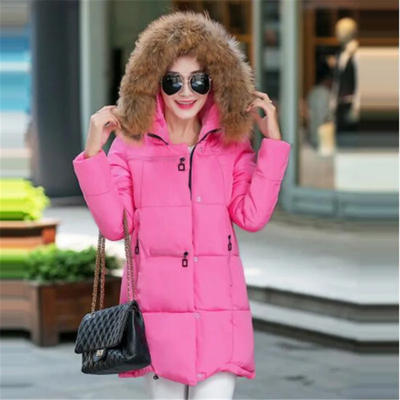 Женская зимняя теплая куртка с капюшоном, толстые длинные зимние пальто на молнии с меховым воротником размера плюс, верхняя одежда с подкладкой