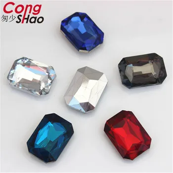 

Cong Shao 50Pcs 13*18mm Clorful Crystals Octagon Rhinestones Pointback Stones and Glass for Wedding Crafts DIY Accessories CS146