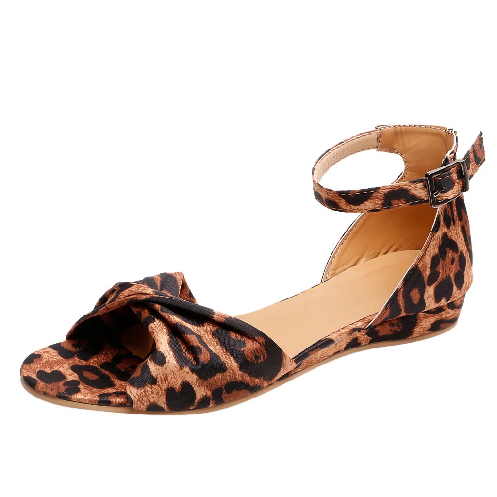 

SAGACE Summer Women Ladies Fashion Low Heel Sandals Peep Toe Casual Leopard Buckle Strap Roman Style Outdoor Peep Toe Shoes