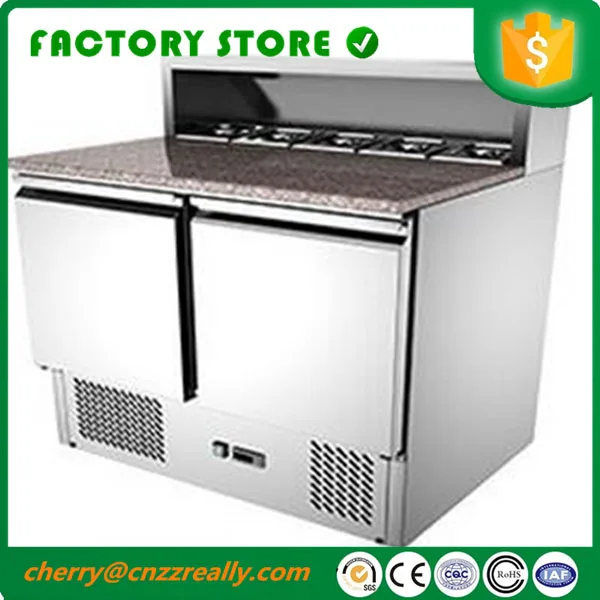 ^*Best Offers Stainless steel salad bar bench display Pizza Refrigerated Prep cooler counter