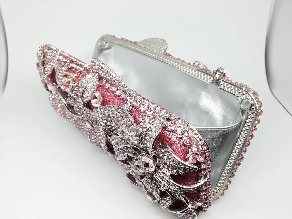Бутик De FGG позолоченный серебряный кристалл женская вечерняя сумочка выдалбливают Цветок Сумочка со стразами кошелек Свадебная вечеринка клатч