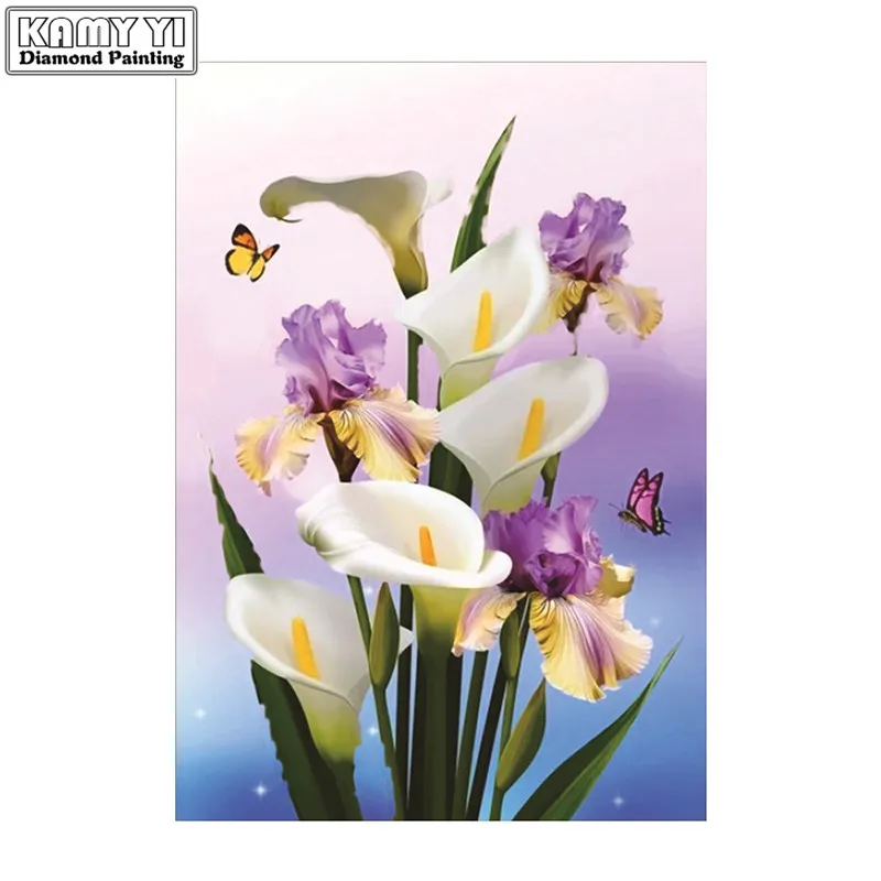 Diamond Embroidery Romantic White calla Square&ampRound Painting Pictures Of Rhinestones Mosaic Home Decor LWR | Дом и сад