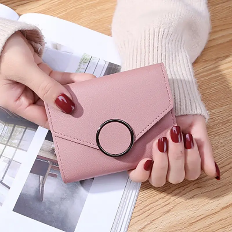 

Womens Trifold Wallets Small Fashion Brand Leather Purse Female Ladies Card Holder Bag Women Mini Clutch Purse Money Hasp Wallet