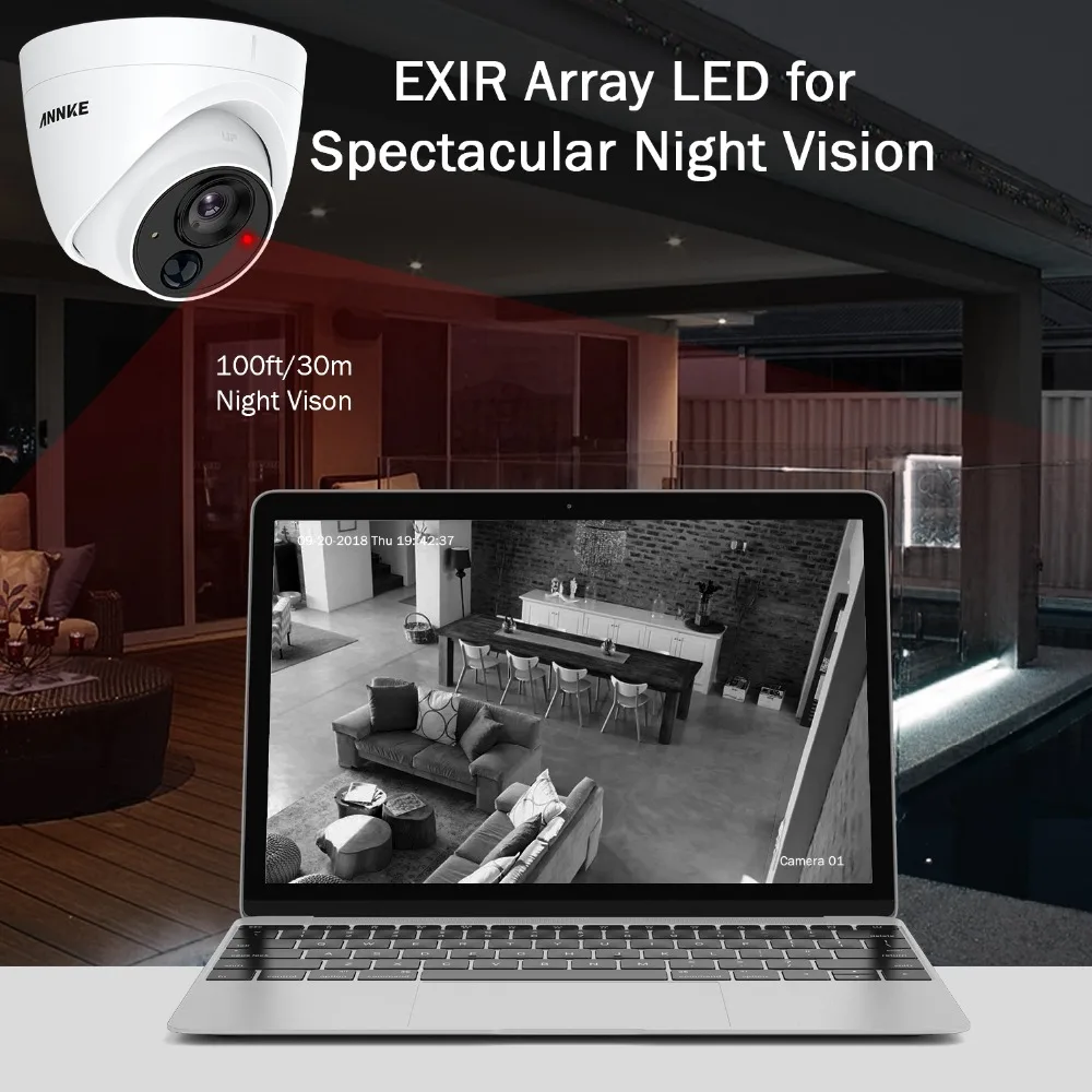 ANNKE 8CH 2MP CCTV камера система 3MP 5in1 H.265 + DVR с 4X HD 1080P водонепроницаемый купол для