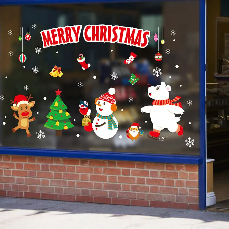 

2019 New Year Merry Christmas Decorations for Home Christmas Wall Stickers Glass Window Bedroom Removable Decor Stickers Natal