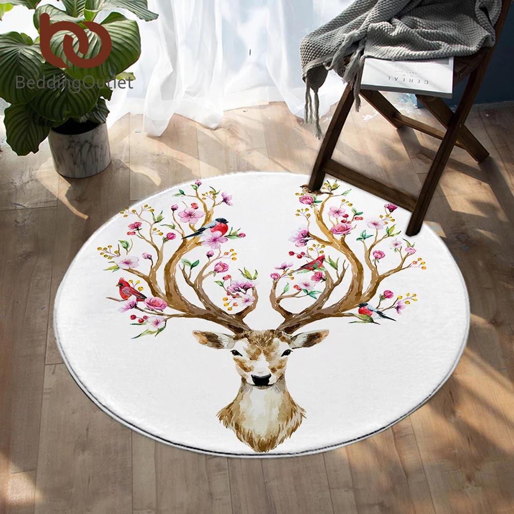 BeddingOutlet Floral Elk Deer Round Carpets Flowers Chair Area Rug Animal Birds Living Room Floor Mat for Bedroom Kids Play Mat BeddingOutlet Floral Elk Deer Round Carpets Flowers Chair Area Rug Animal Birds Living Room Floor Mat for Bedroom Kids Play Mat
