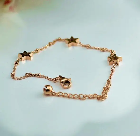 

YUN RUO Rose Gold Color New Arrival Piercing Star Predant Bracelet Titanium Steel Woman Jewelry Birthday Gift Free Shipping