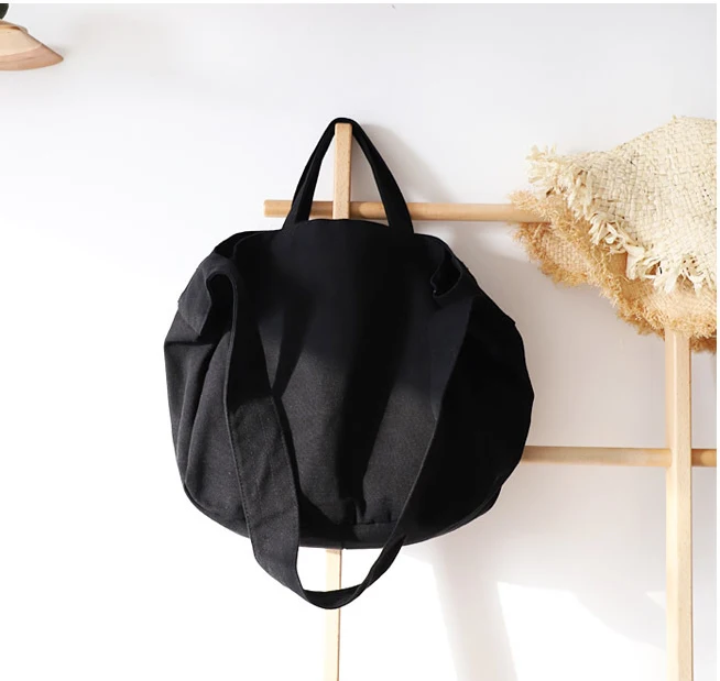 Большая вместительная джинсовая сумка для женщин, тканевая сутулящаяся сумка с широким ремешком, большая сумка через плечо, модная повседневная сумка-тоут в японском стиле - Цвет: Черный