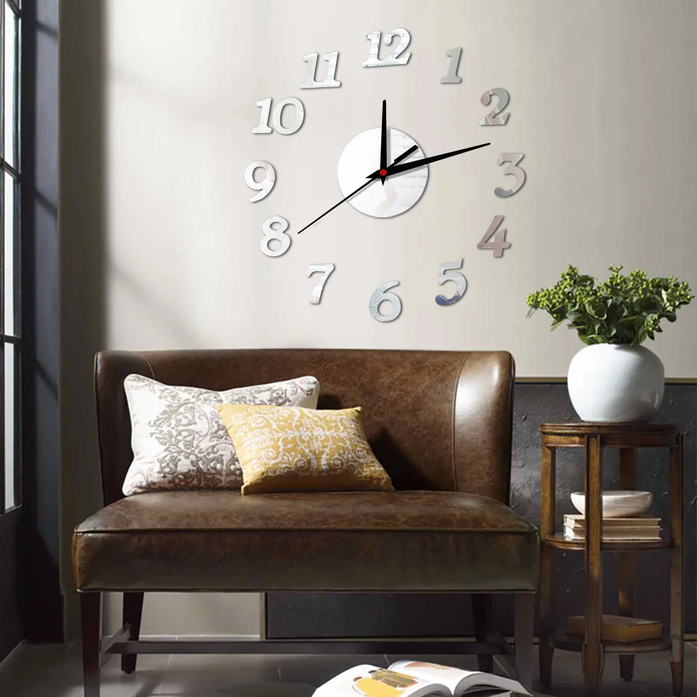 Арабский цифровой номера 3D DIY настенные часы украшение дома кварц Гостиная акриловые наклейки Винтаж настенные часы