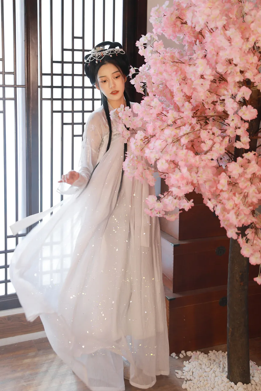 Hanfu женское белое платье феи Косплей Китайский древний костюм Взрослый фестиваль наряды танцевальный костюм для сцены белый Hanfu BL1981