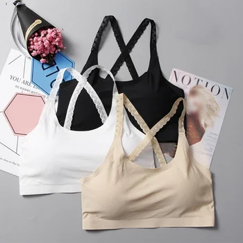 

Ice Silk Push Up Bras for Women Comfy Elastic Solid Color Padded Sleep Active Bra Female Breathable Lace Bra 2019 New Arrival