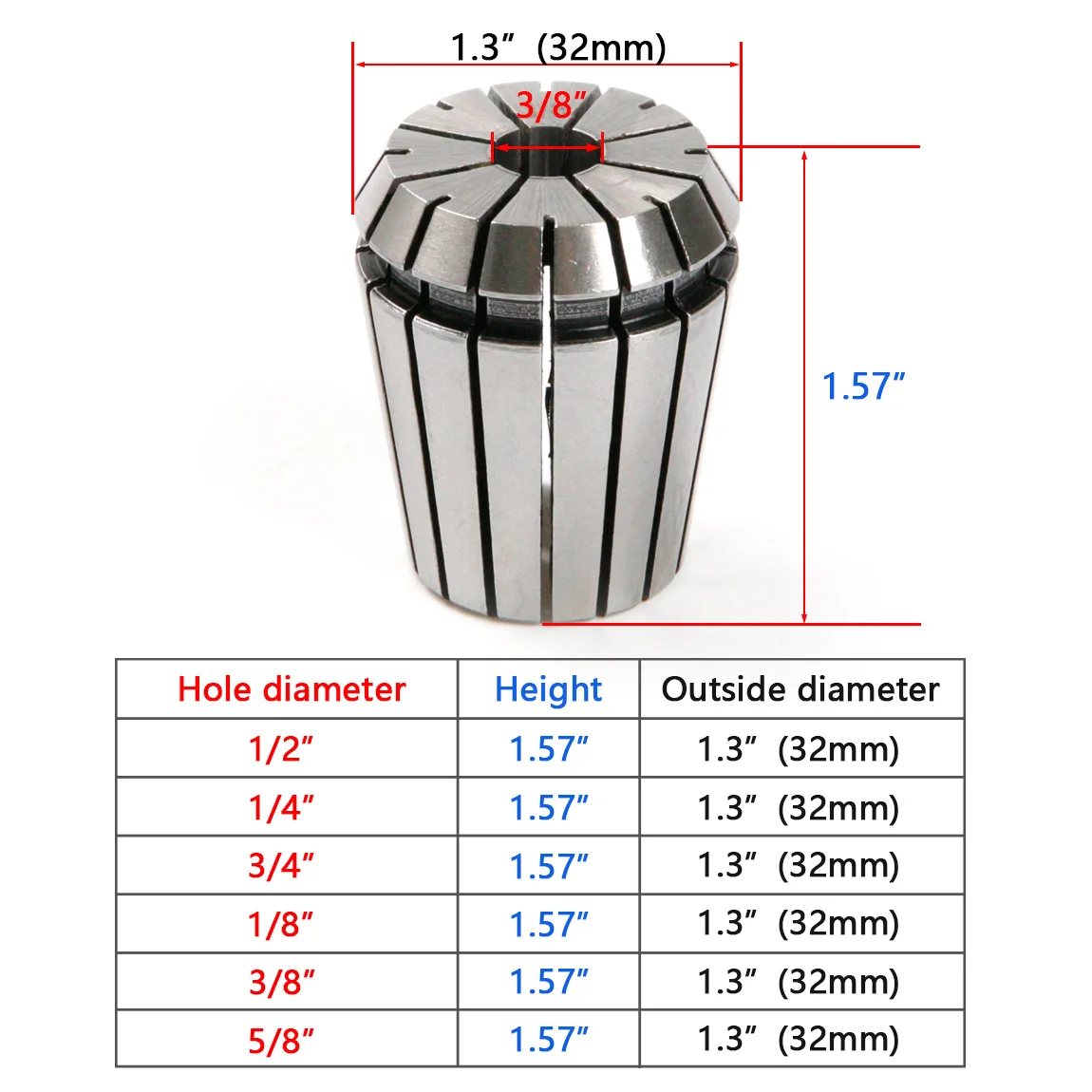 6 шт. CNC ER32 прецизионный цанговый патрон 1/2 &quotдо 5/8&quot 65 стальной инструмент для