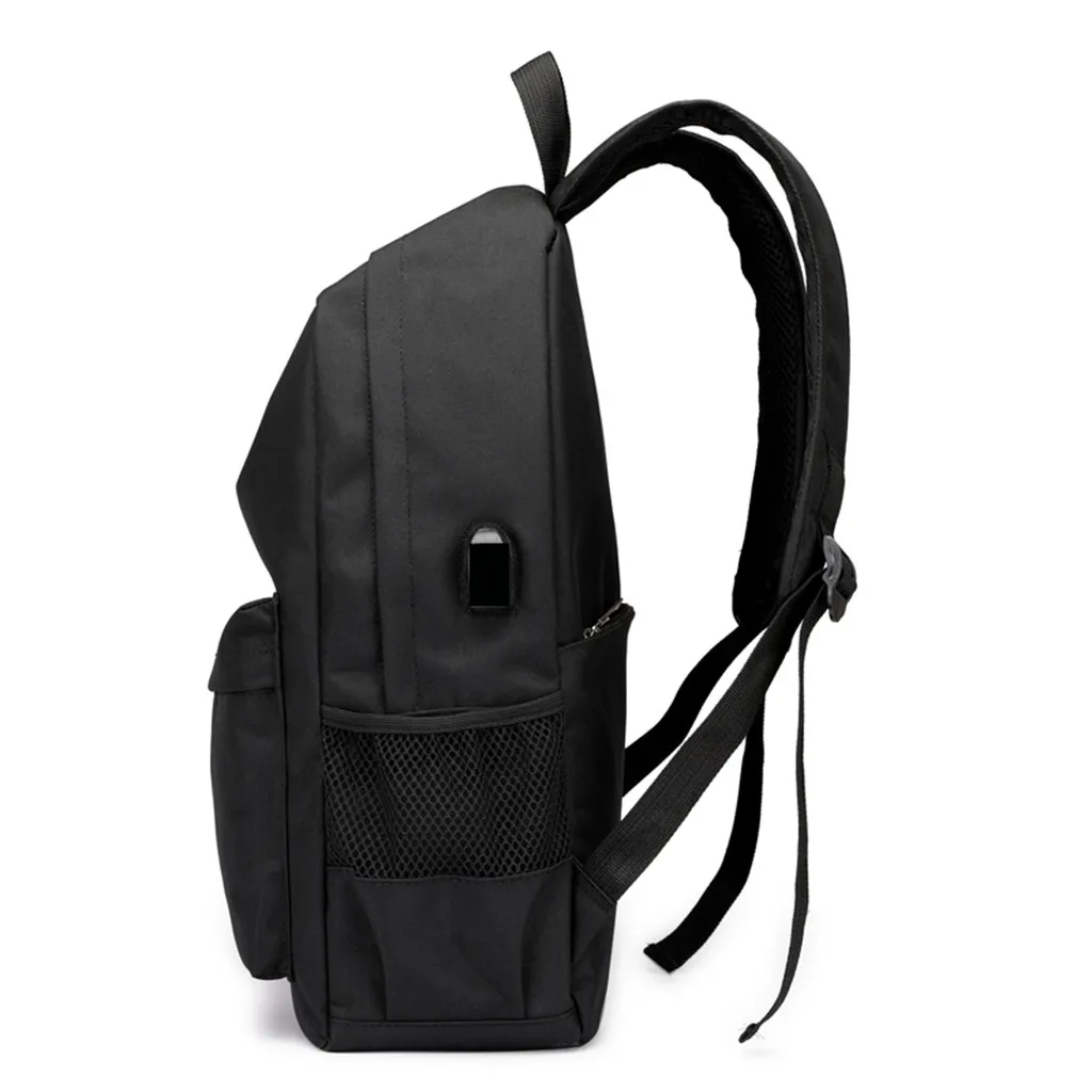 Мужские студенческие водонепроницаемые однотонные школьные рюкзаки с разъемом USB, дорожные сумки, дорожный рюкзак, повседневный школьный рюкзак, сумки